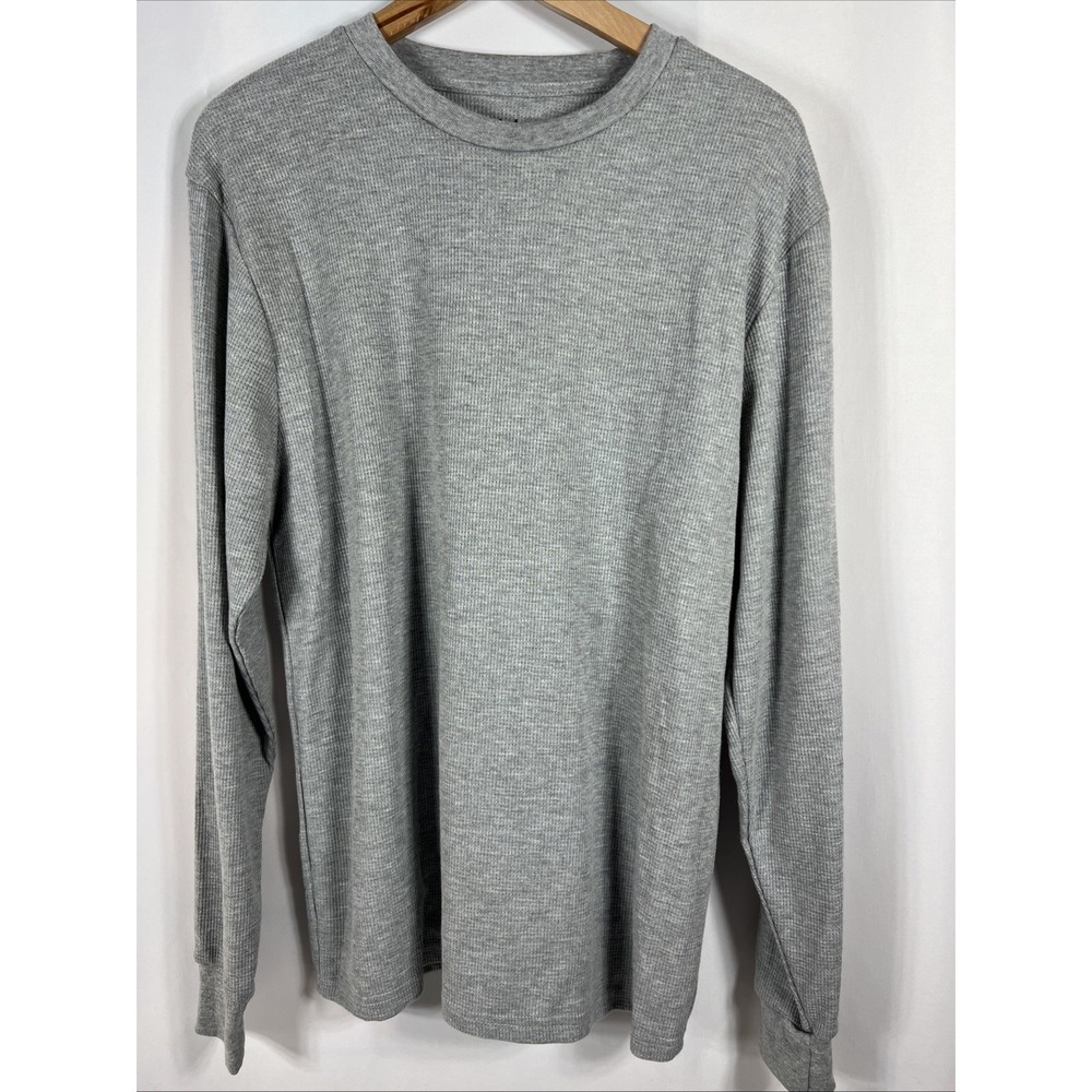 NWT Linea Uomo Gray Waffle Knit Thermal‎ Crew Neck Size XL